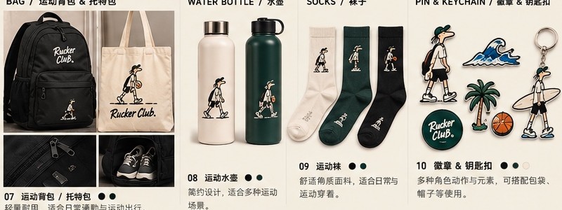 运动包水壶袜子和徽章
